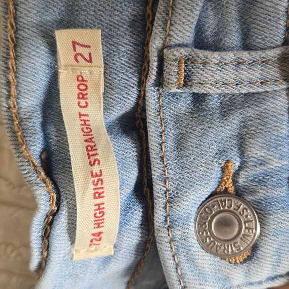 Leviās 724 High-Rise Straight Crop Jeans Light Wash Distressed Size 27 - Picture 14 of 17